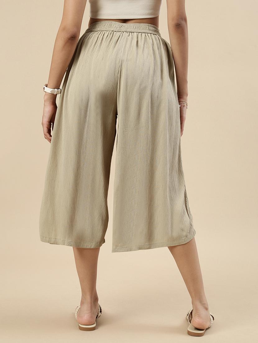women solid high rise culottes - 21935963 - Standard Image - 3