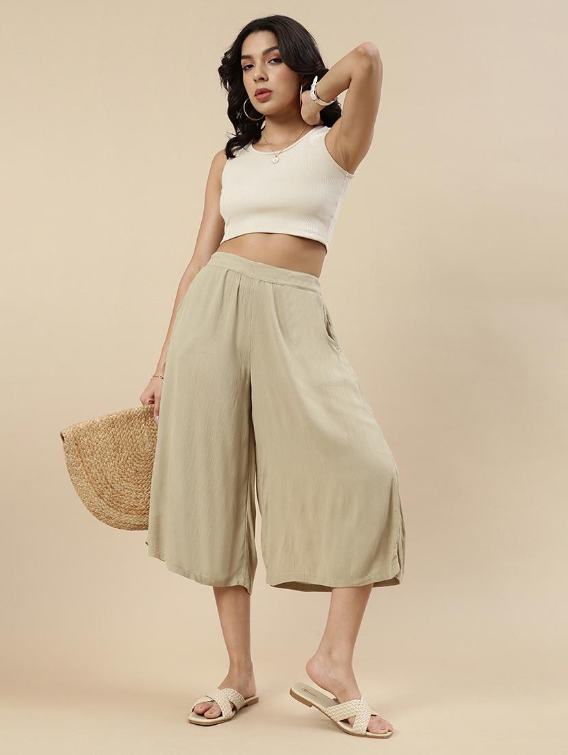 women solid high rise culottes - 21935963 - Standard Image - 5