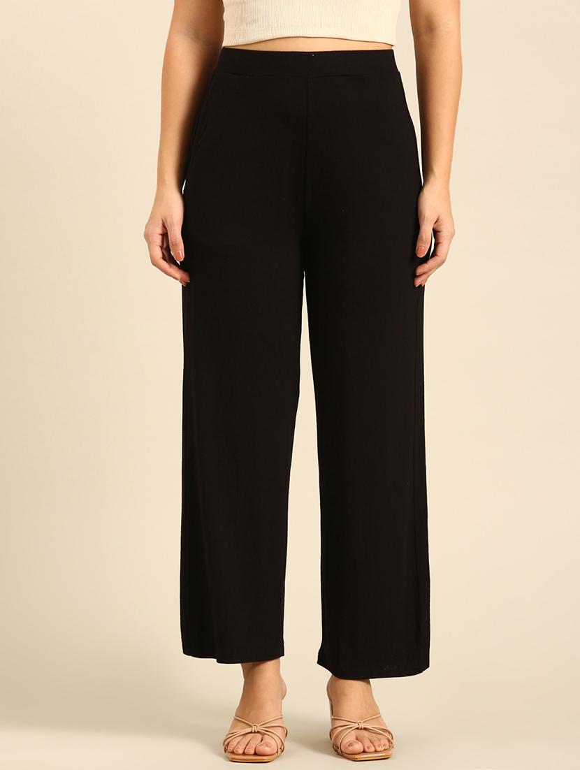 women solid high rise straight palazzo - 21935966 - Zoom Image - 0