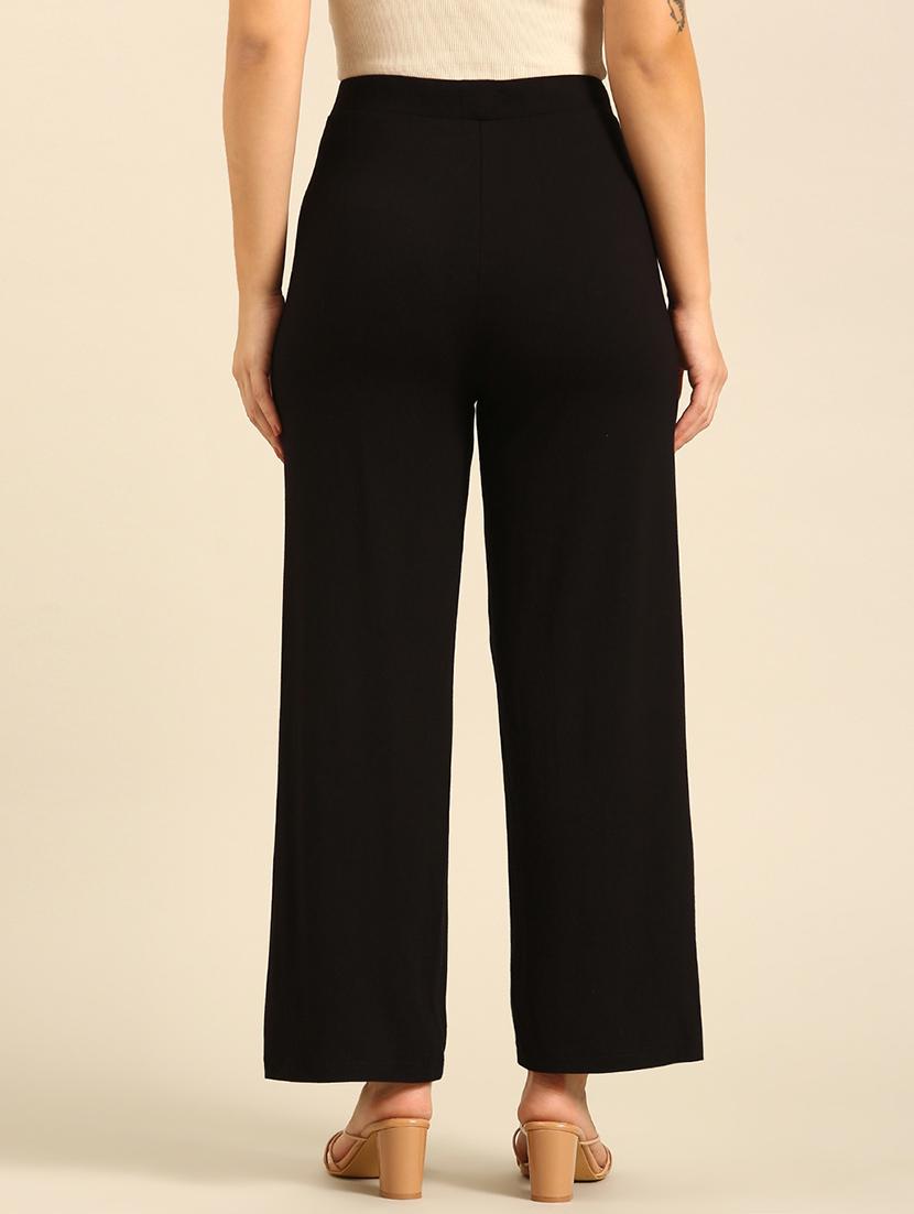 women solid high rise straight palazzo - 21935966 - Standard Image - 3