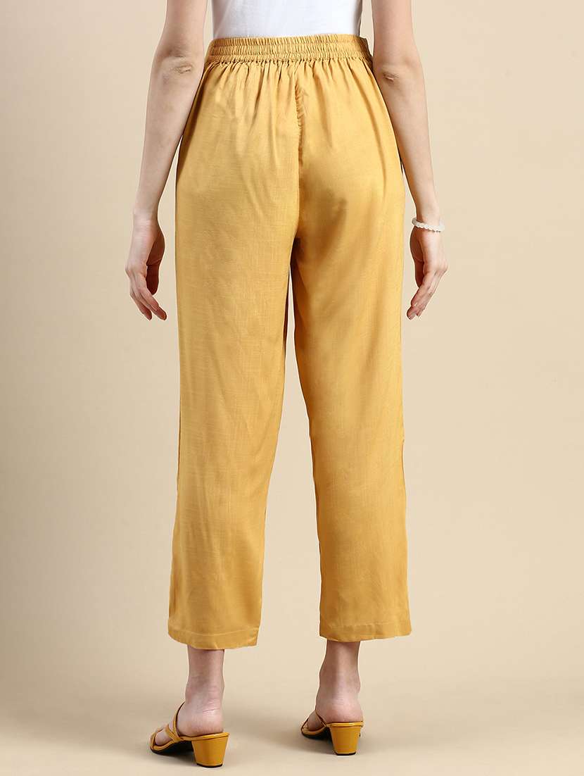 women solid mid rise straight pant - 21935972 -  Standard Image - 3