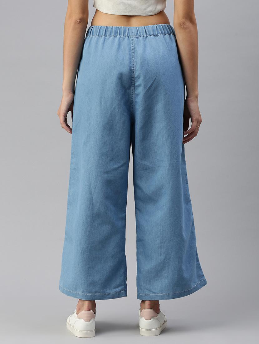 women solid high rise wide leg trouser - 21935980 - Standard Image - 3