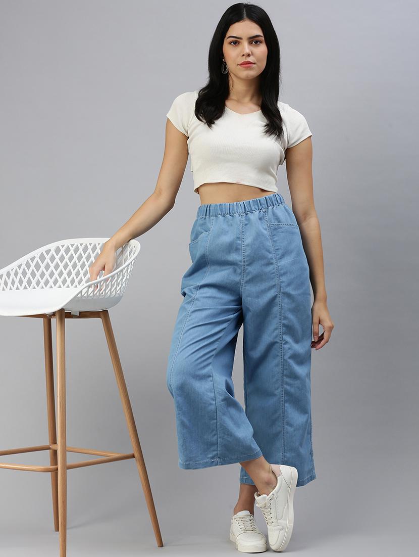 women solid high rise wide leg trouser - 21935980 - Standard Image - 5