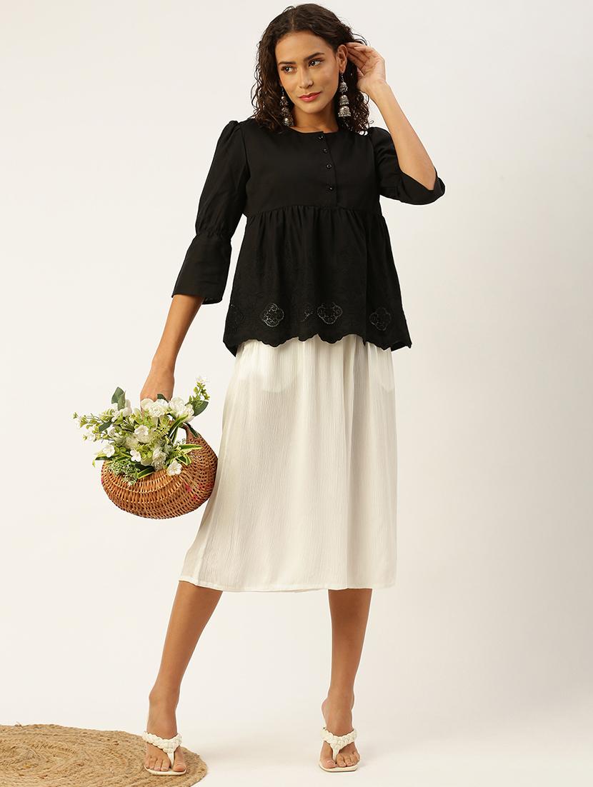 women white solid mid rise culottes - 21935983 - Standard Image - 5