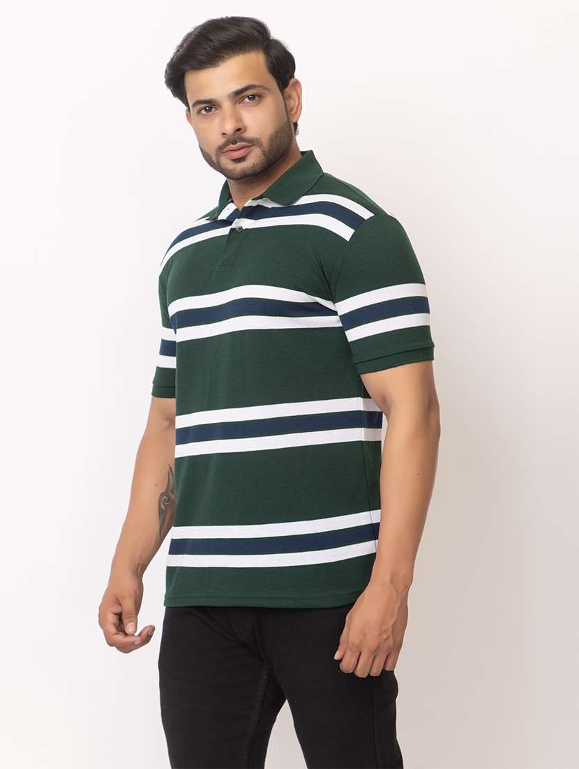 men striped short sleeve regular fit polo t-shirt - 21935985 - Standard Image - 3