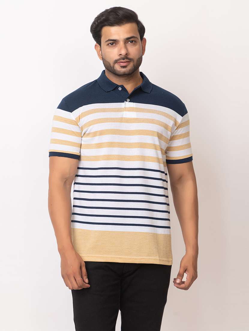 men striped short sleeve regular fit polo t-shirt