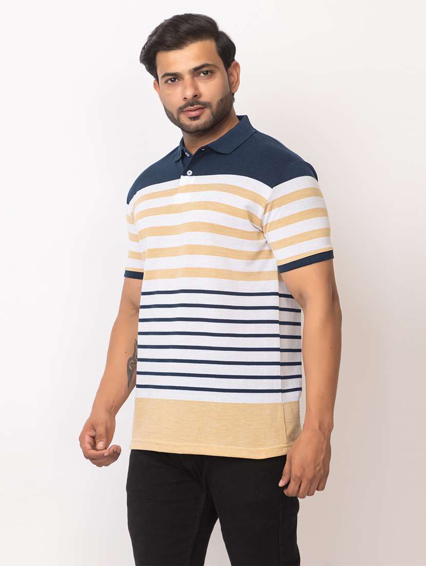 men striped short sleeve regular fit polo t-shirt - 21935996 -  Standard Image - 3