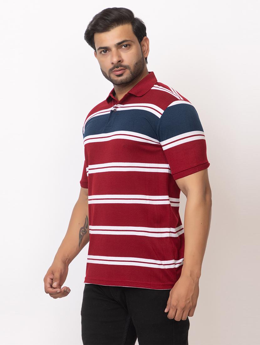men striped short sleeve regular fit polo t-shirt - 21936001 - Standard Image - 3