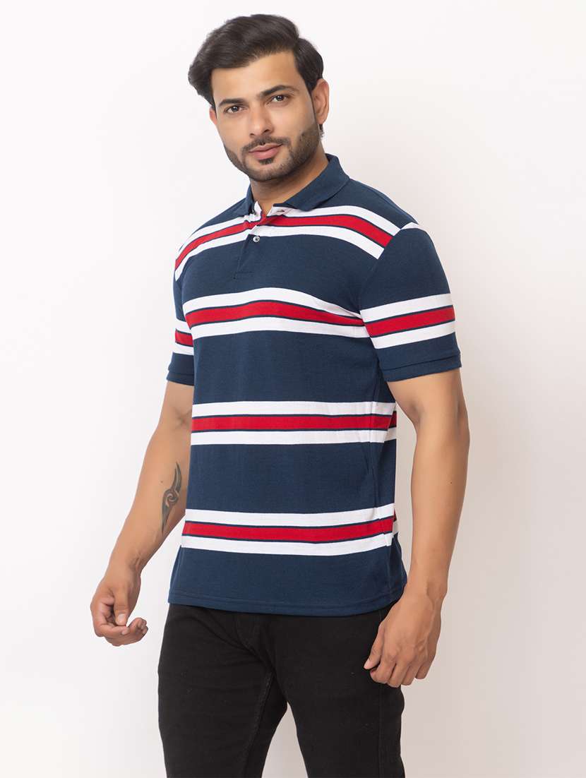 men striped short sleeve regular fit polo t-shirt - 21936002 - Standard Image - 3