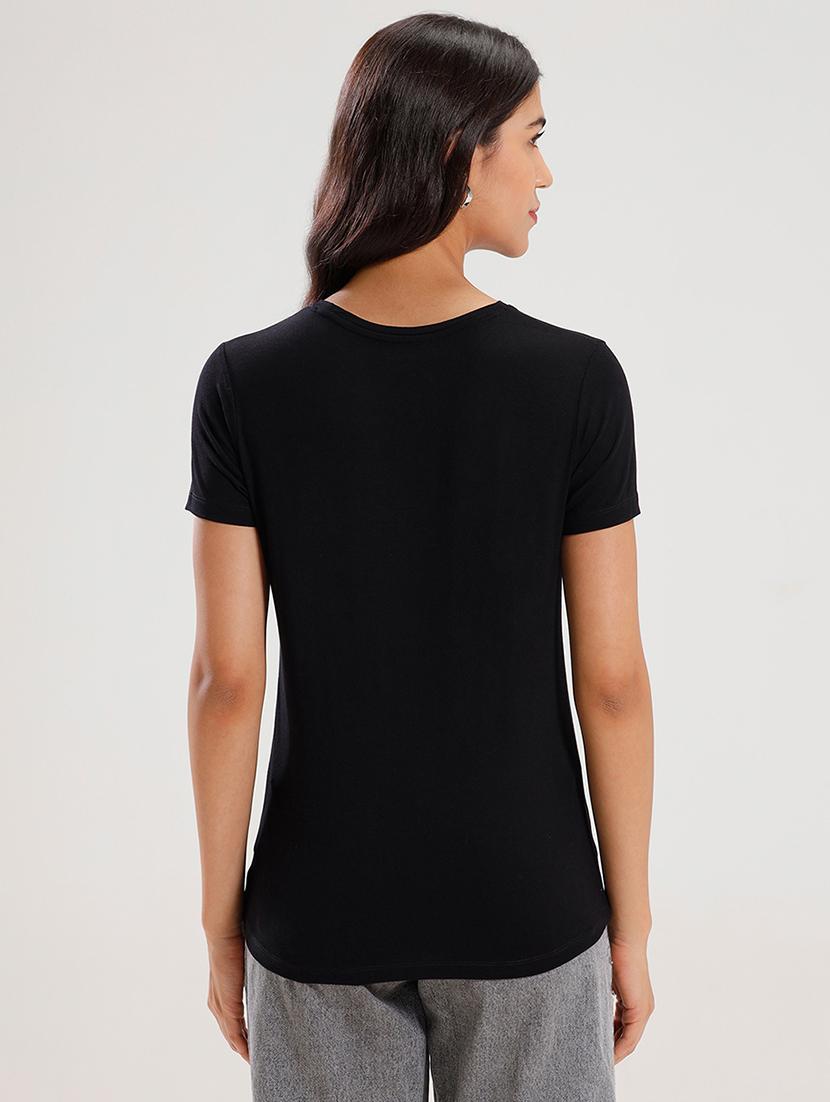 women solid short sleeve regular fit t-shirt - 21936011 - Standard Image - 3