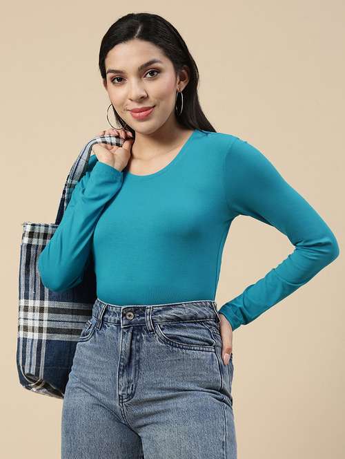 women solid long sleeve regular fit t-shirt - 21936012 -  Standard Image - 0