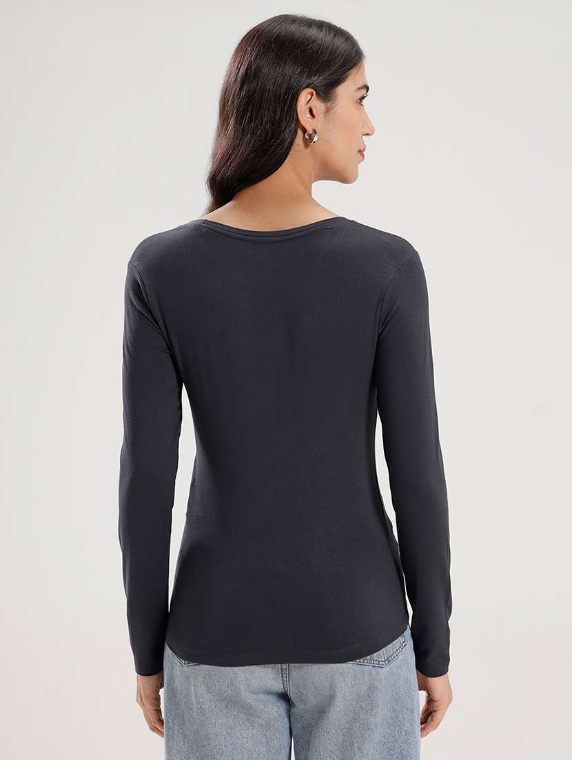 women solid long sleeve regular fit t-shirt - 21936014 -  Standard Image - 3