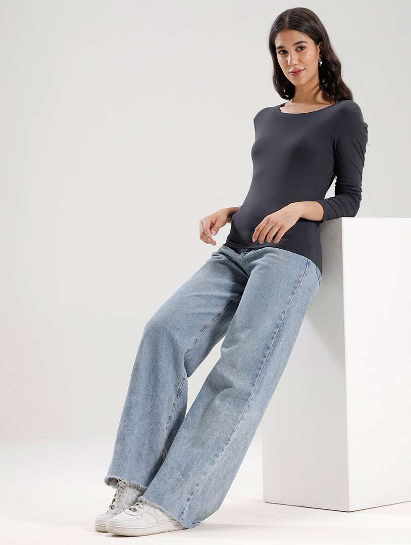 women solid long sleeve regular fit t-shirt - 21936014 -  Standard Image - 5