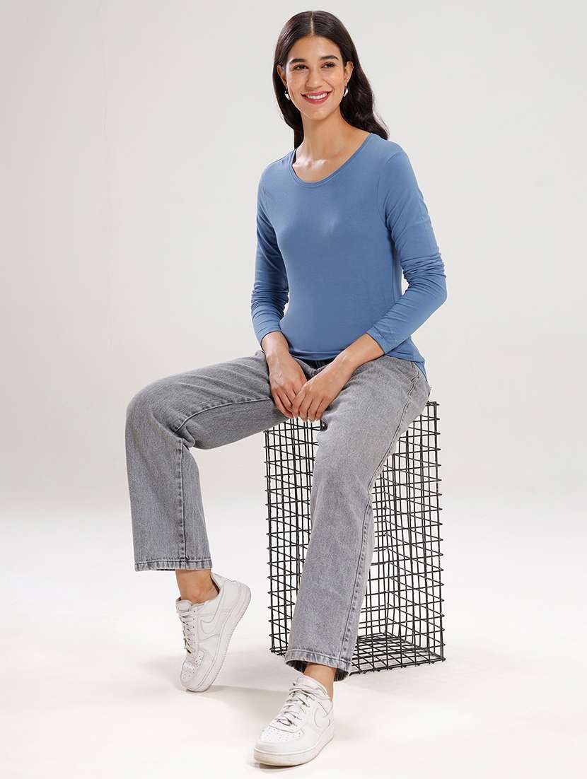 women solid long sleeve regular fit t-shirt - 21936015 - Standard Image - 5