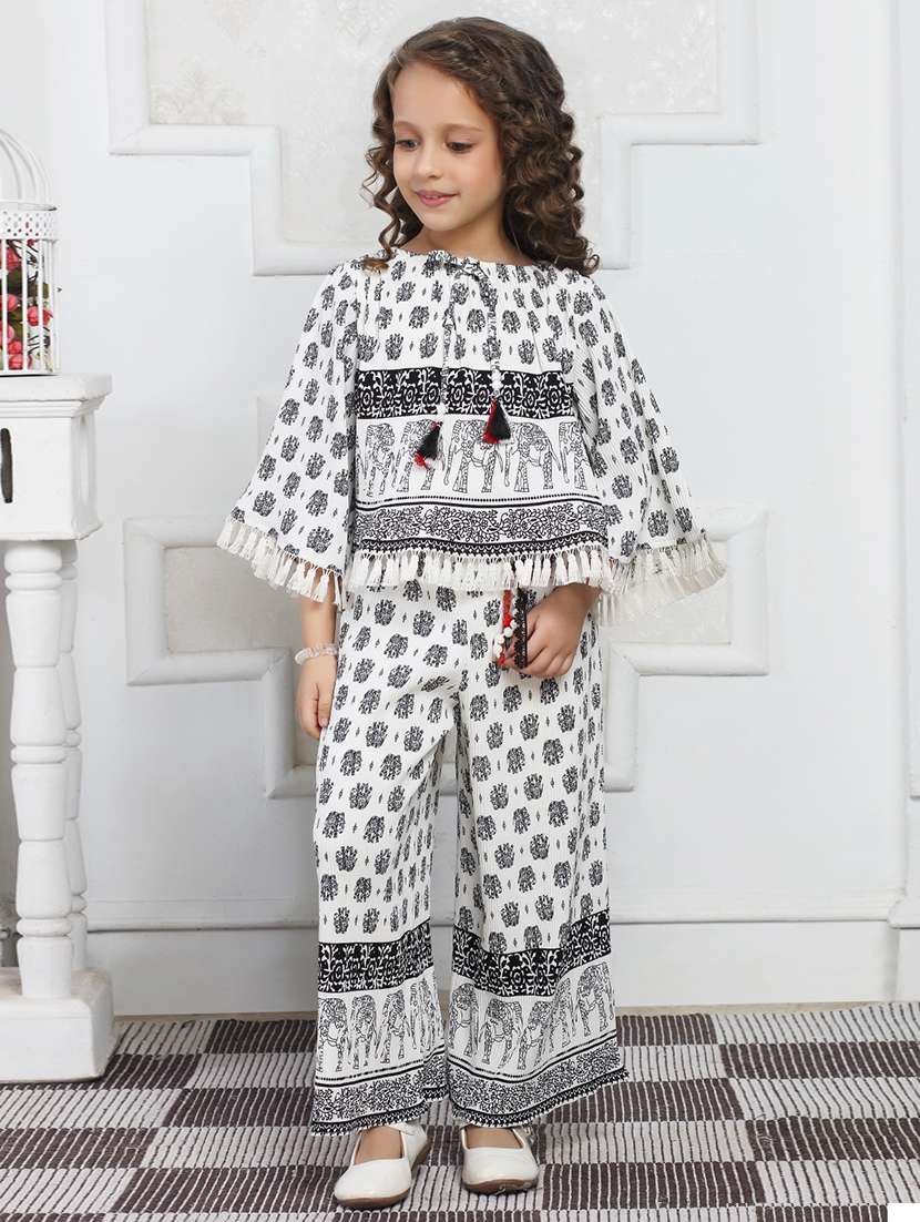 girls printed top & palazzo co-ord set