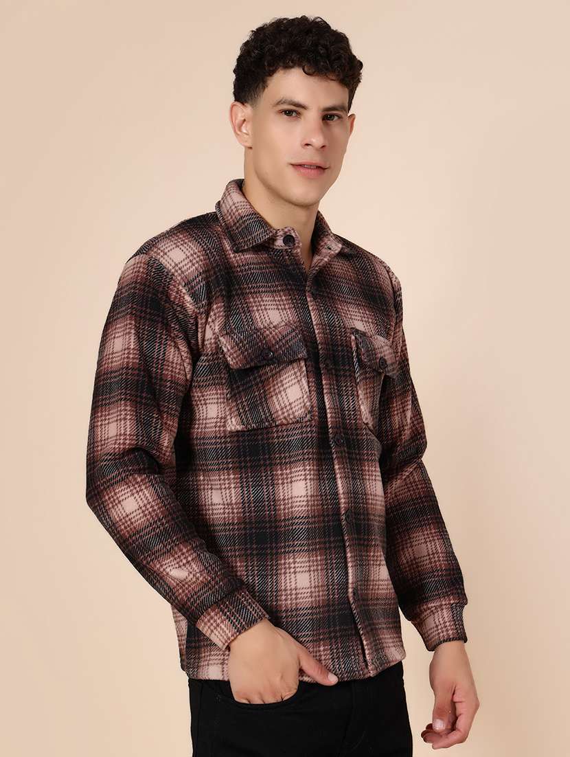 men checkered long sleeve regualr fit shacket - 21936118 - Standard Image - 5