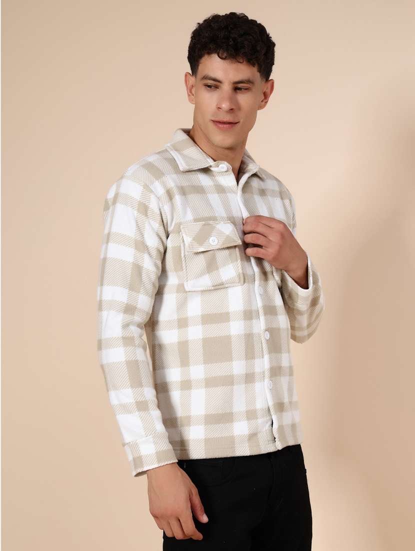 men checkered long sleeve regualr fit shacket - 21936123 -  Standard Image - 5