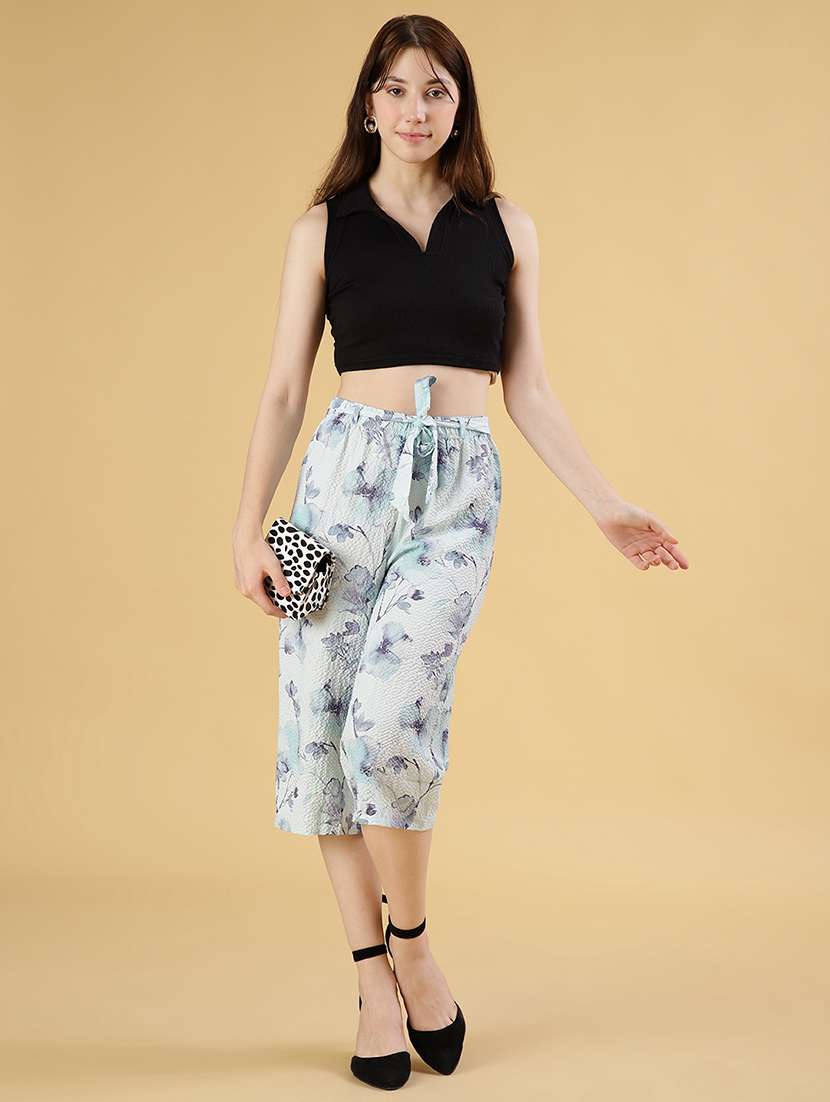 women printed mid rise culottes - 21936141 -  Standard Image - 3