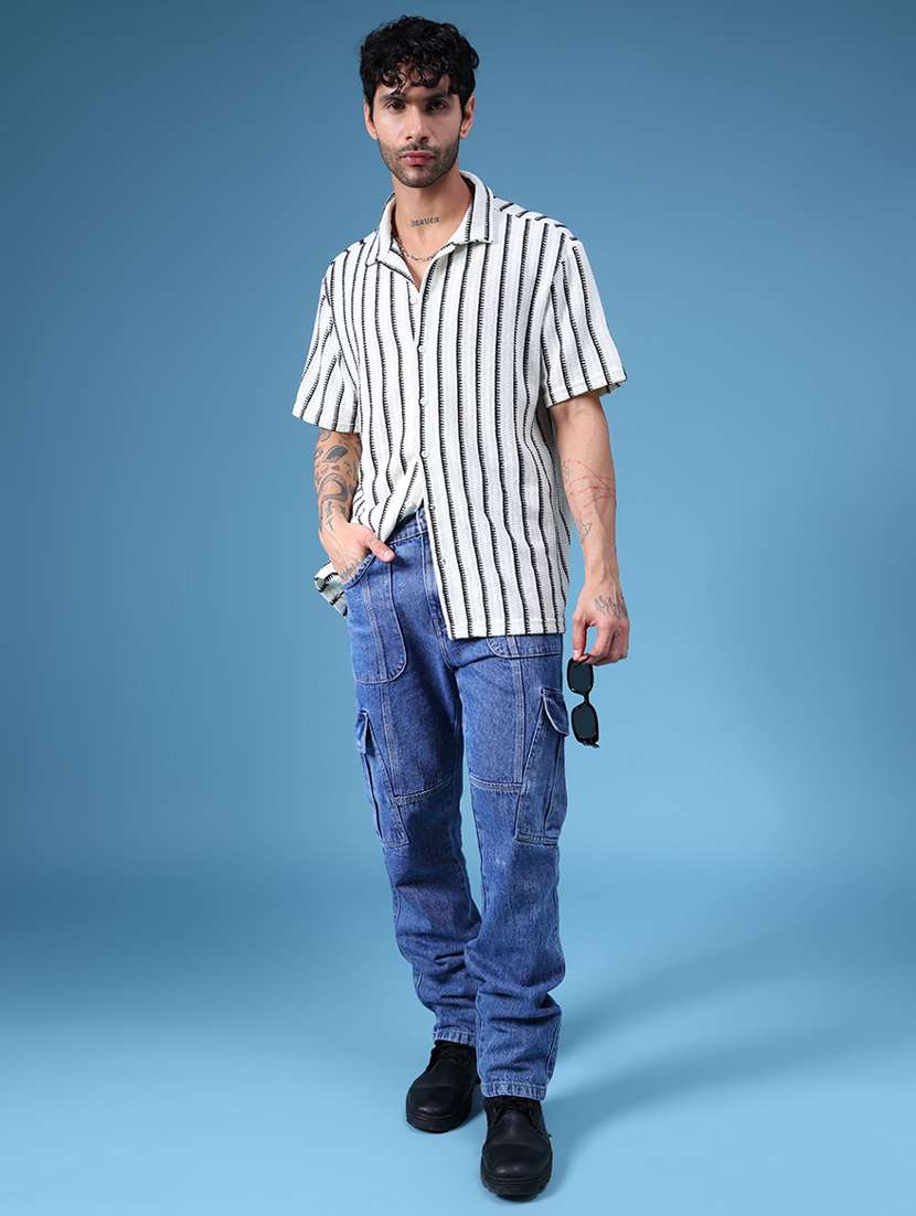 men striped short sleeve regular fit casual shirt - 21936150 -  Standard Image - 5
