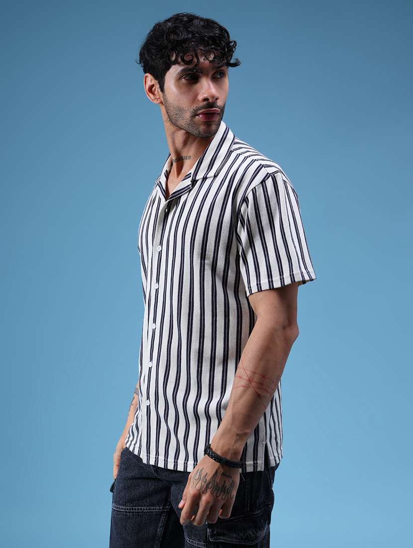 men striped short sleeve regular fit casual shirt - 21936209 -  Standard Image - 3