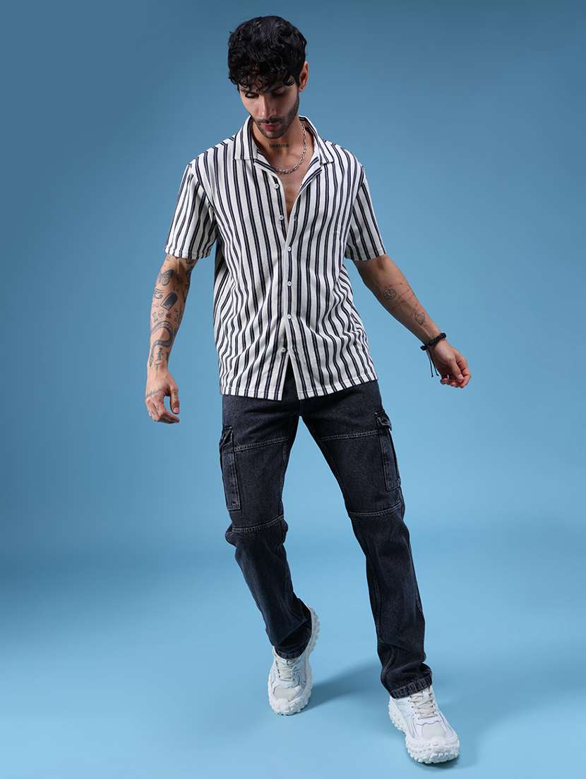 men striped short sleeve regular fit casual shirt - 21936209 -  Standard Image - 5