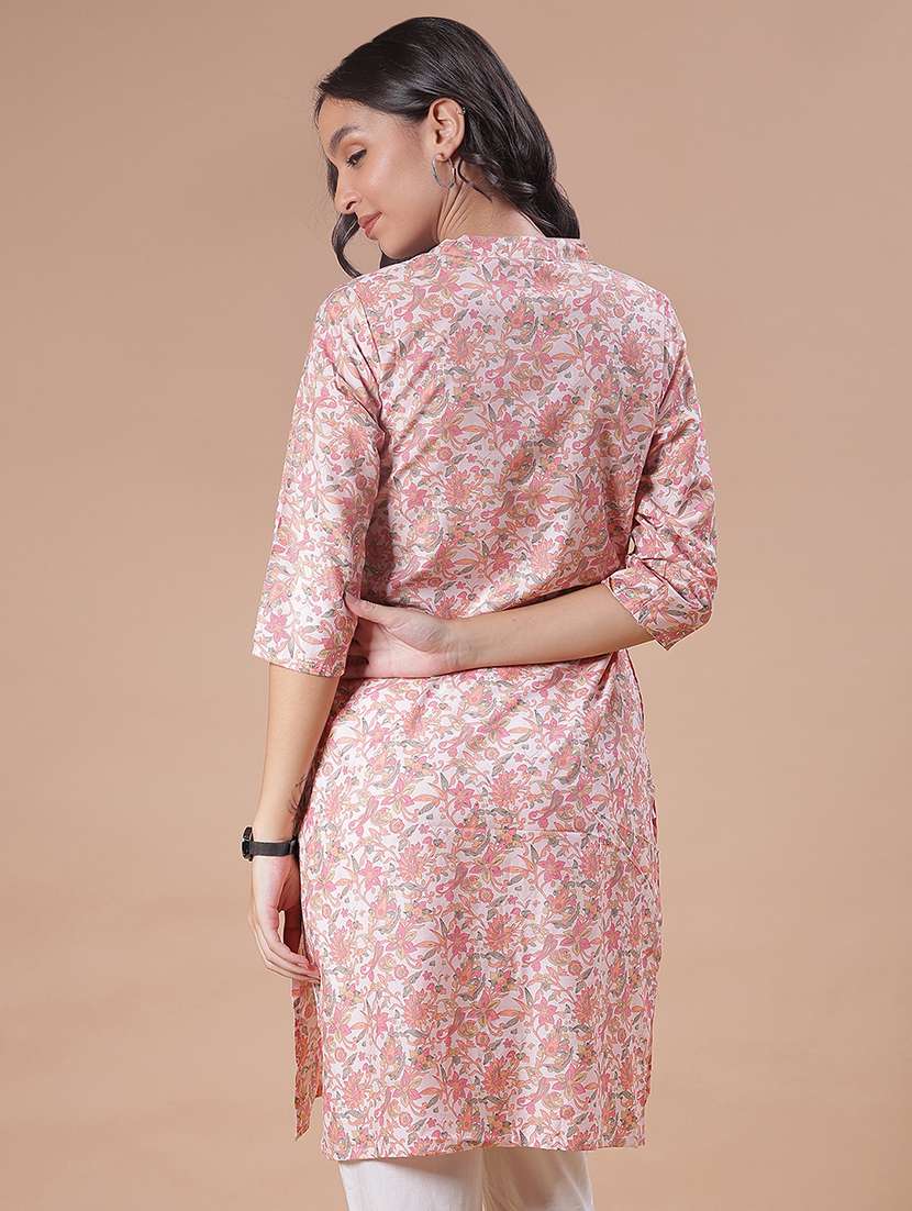 women three quarter sleeve straight kurta - 21936228 -  Standard Image - 3