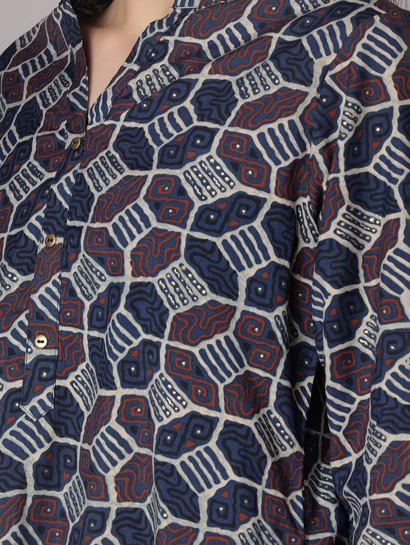 women printed three quarter sleeve straight kurta - 21936230 -  Standard Image - 5