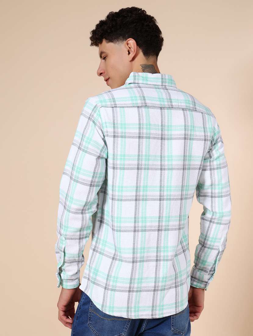 men checkered collared long sleeve shirt - 21936290 -  Standard Image - 3