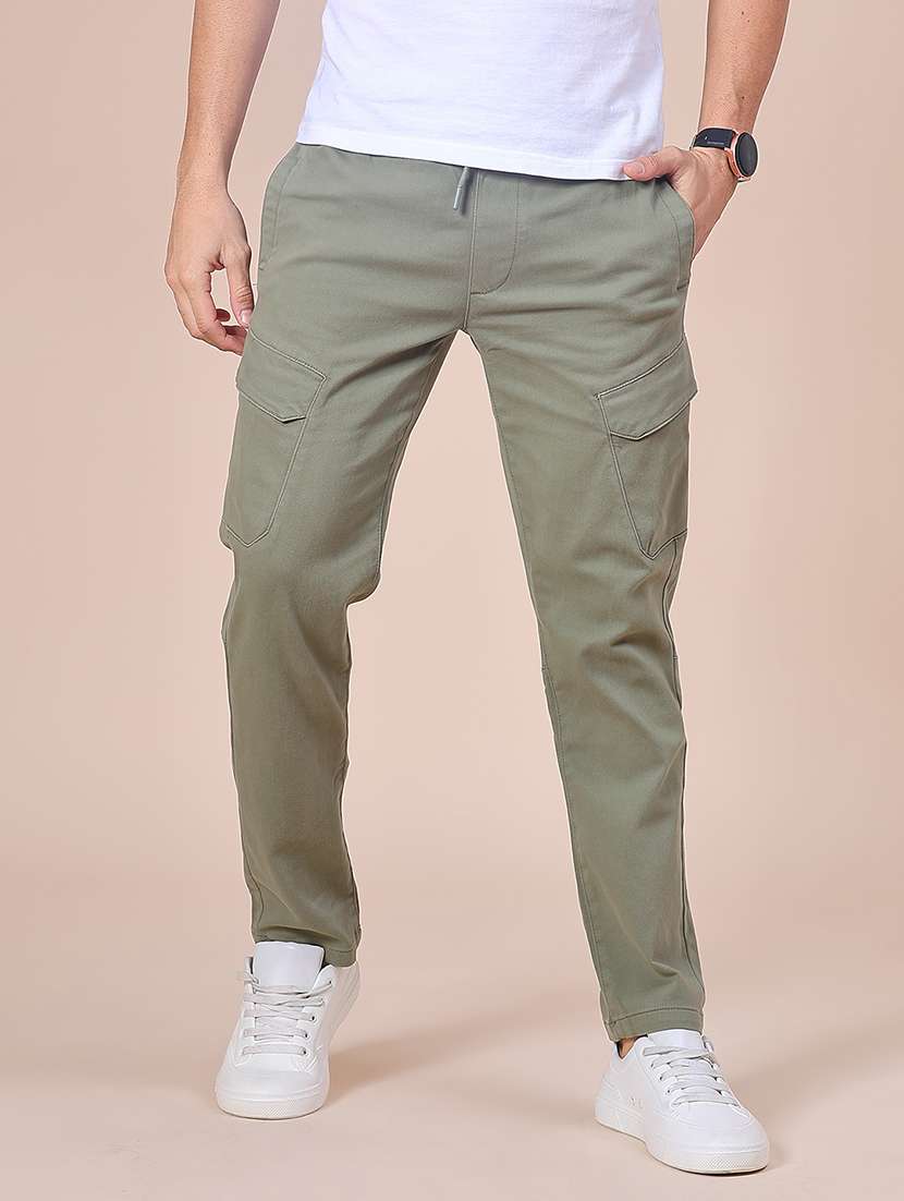 men solid mid rise cargo