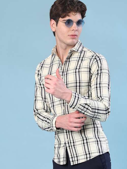 men checkered long sleeve slim fit casual shirt - 21936319 -  Standard Image - 0