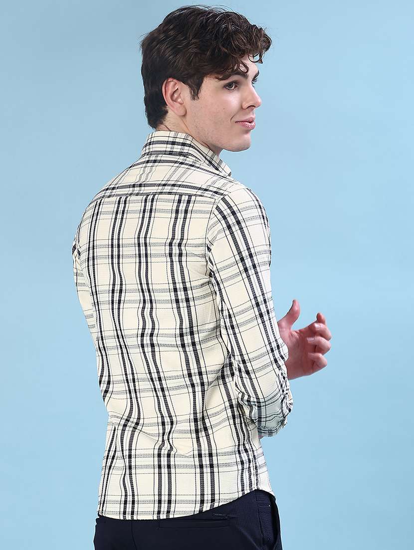 men checkered long sleeve slim fit casual shirt - 21936319 -  Standard Image - 3