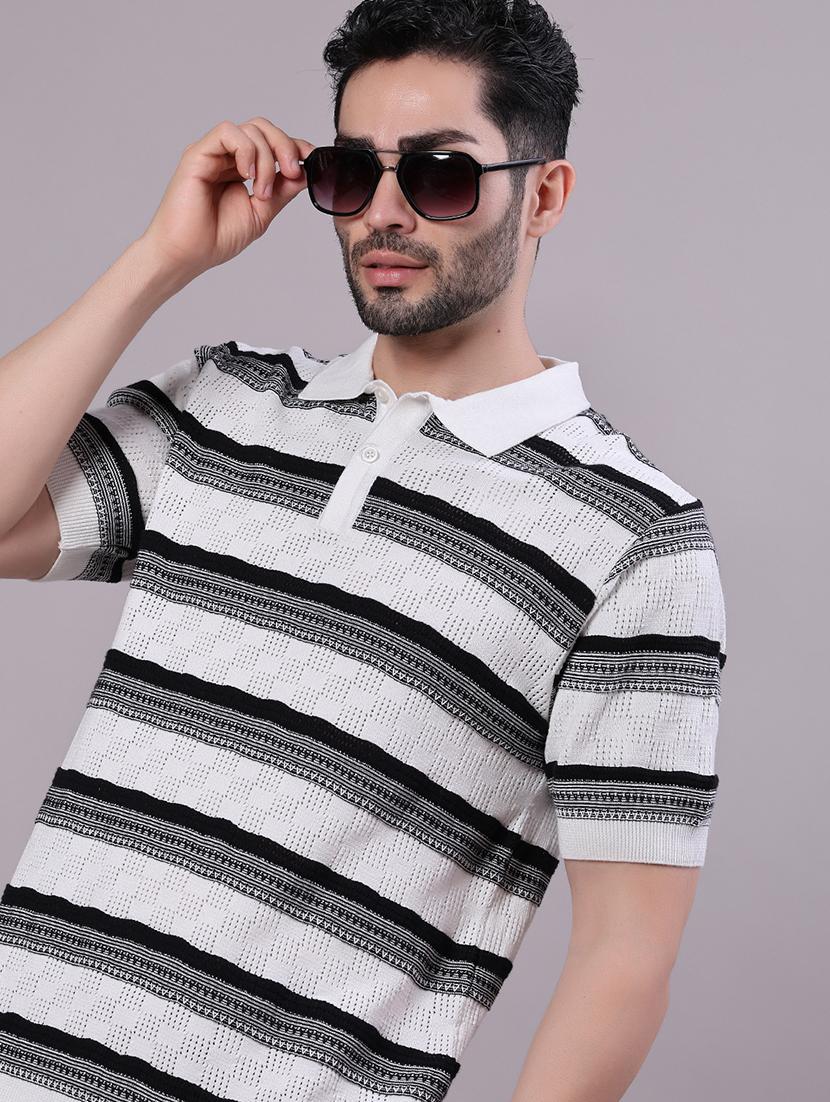 men striped short sleeve regular fit polo t-shirt - 21936589 - Zoom Image - 0