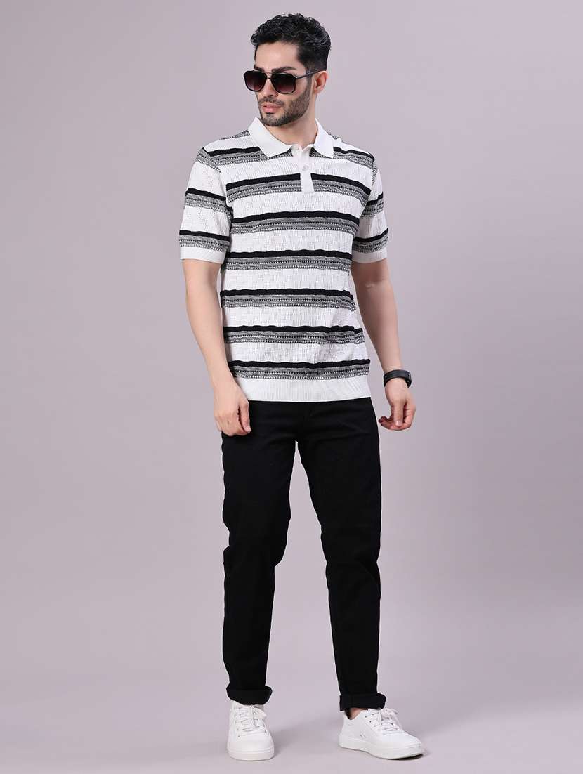 men striped short sleeve regular fit polo t-shirt - 21936589 - Standard Image - 3