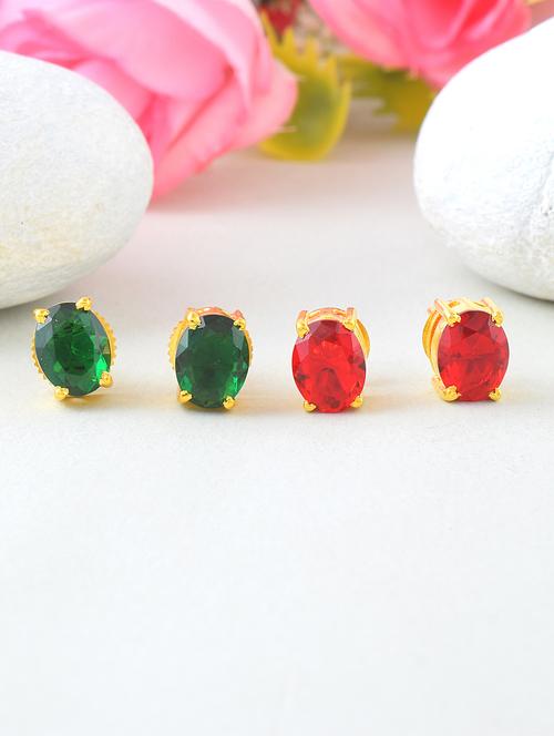 women pack of 2 stone studded stud earring - 21936655 - Standard Image - 0