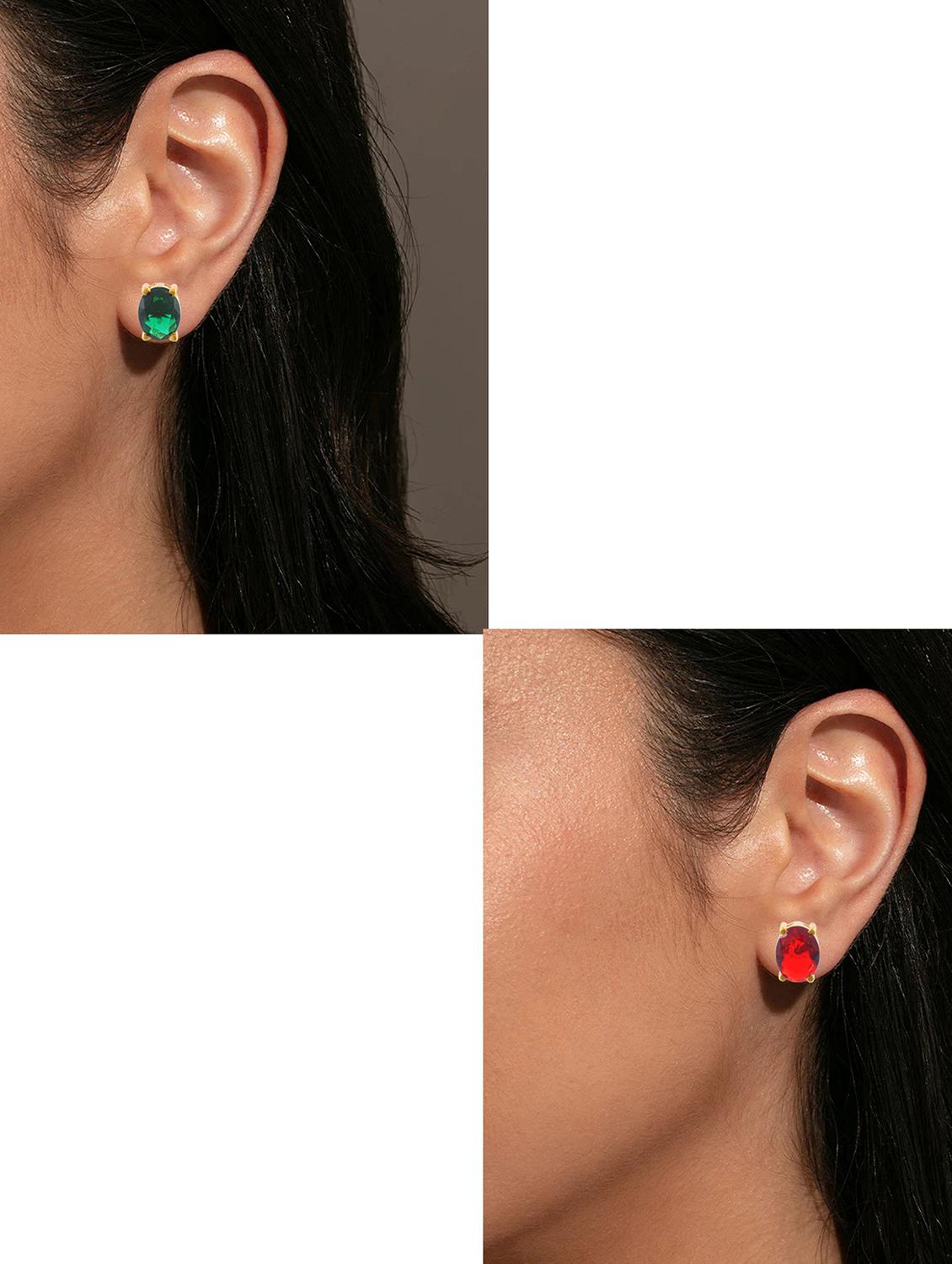 women pack of 2 stone studded stud earring - 21936655 - Standard Image - 3