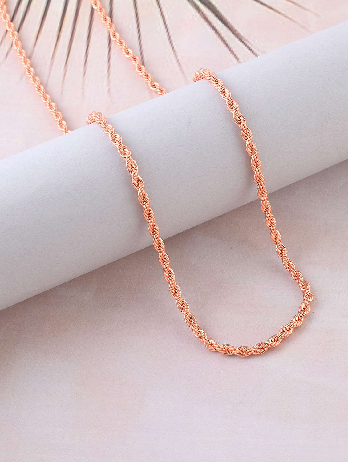 men twisted rose gold plated chain
