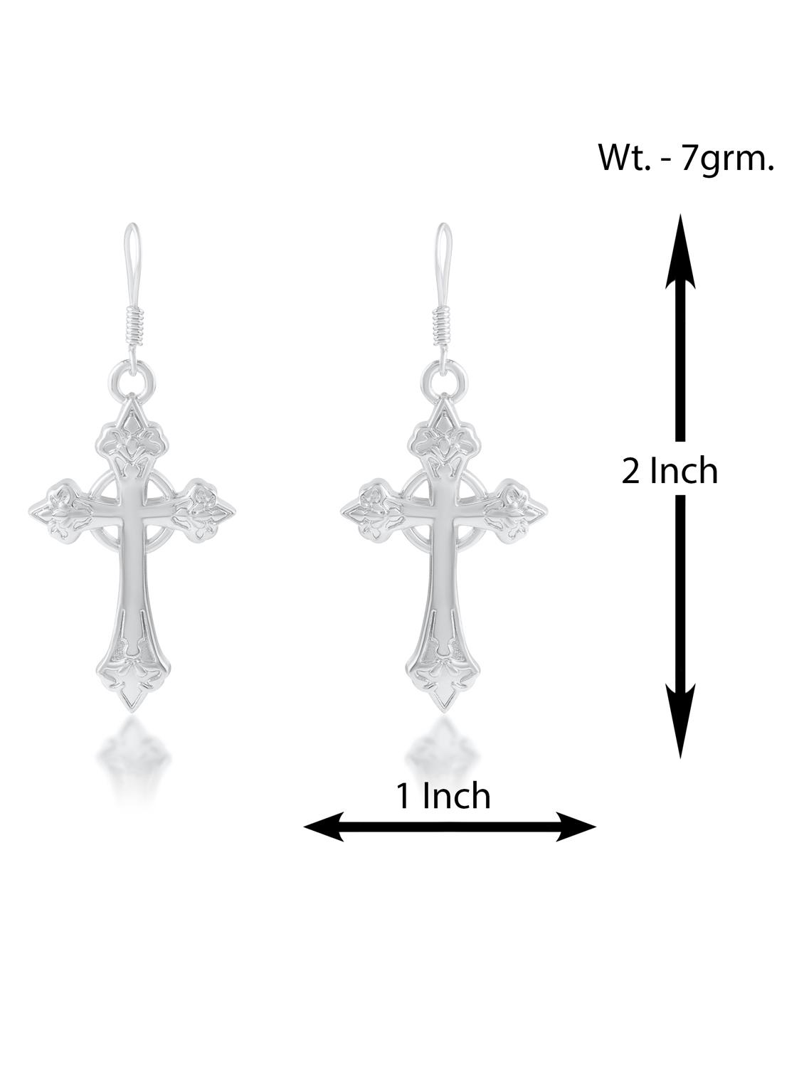 women silver tone cross drop earrings - 21936718 - Standard Image - 3