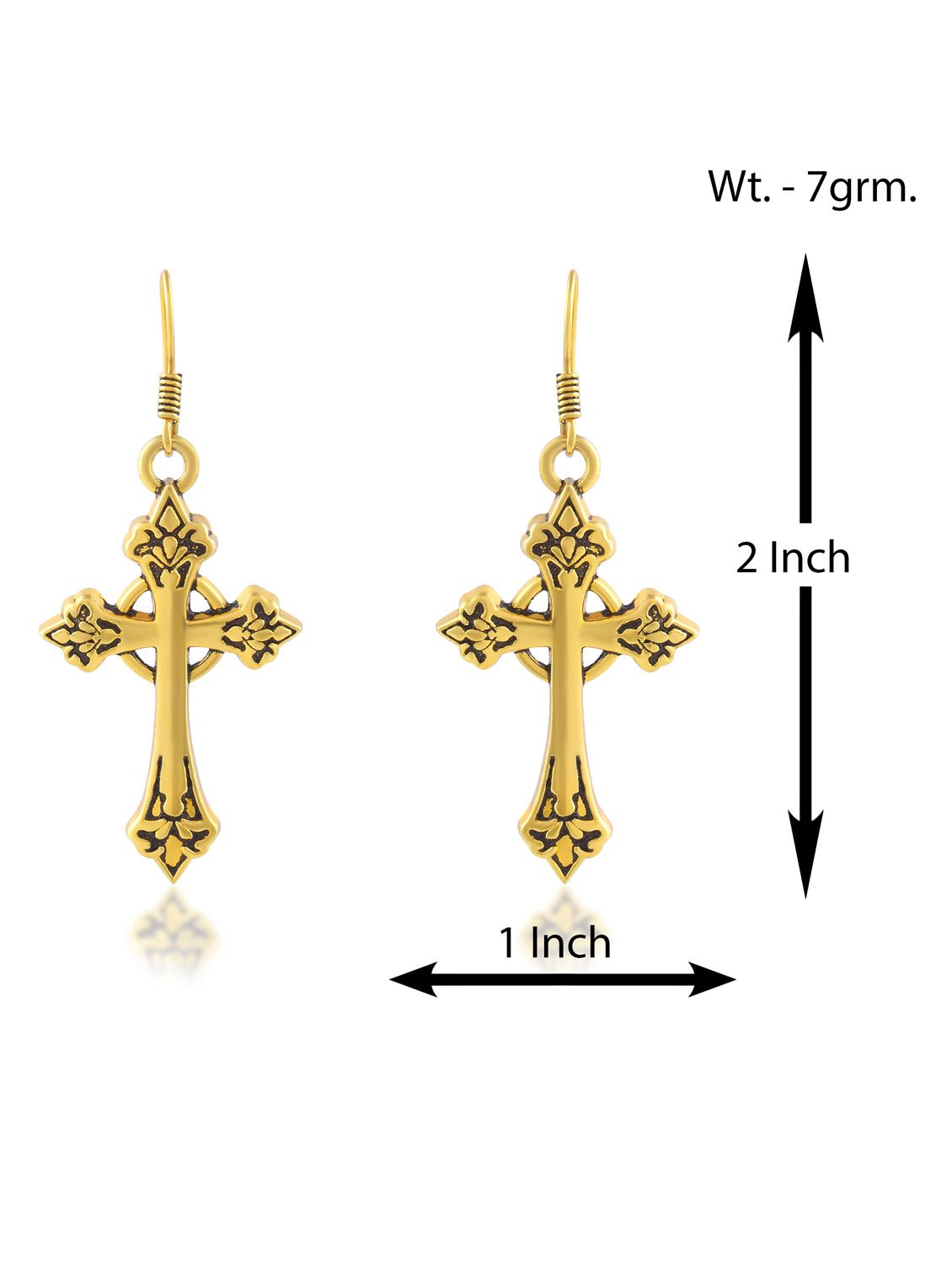 women gold tone cross drop earrings - 21936719 - Standard Image - 3