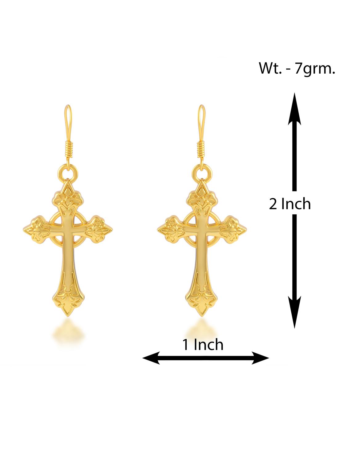 women gold tone cross drop earrings - 21936720 - Standard Image - 3