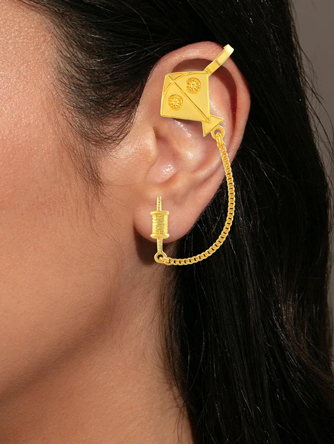 women gold plated kite shaped earcuff - 21936725 - Standard Image - 3