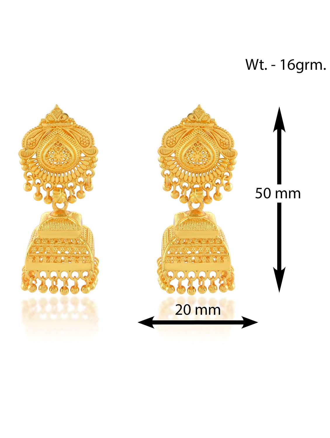 women gold plated jhumka earrings  - 21936729 -  Standard Image - 3