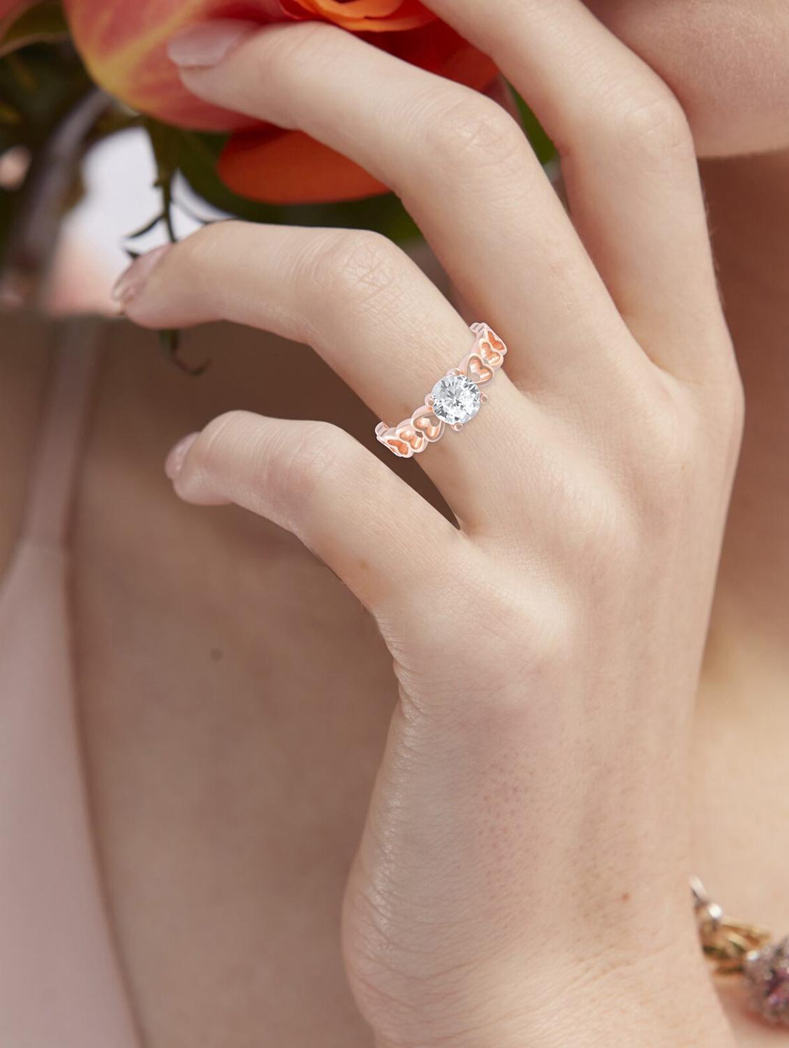 rose gold plated heart design finger ring - 21936734 - Standard Image - 3