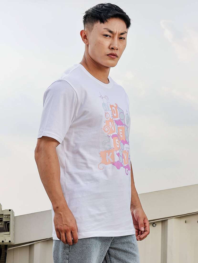men front print round neck regular fit t-shirt - 21936735 - Standard Image - 3