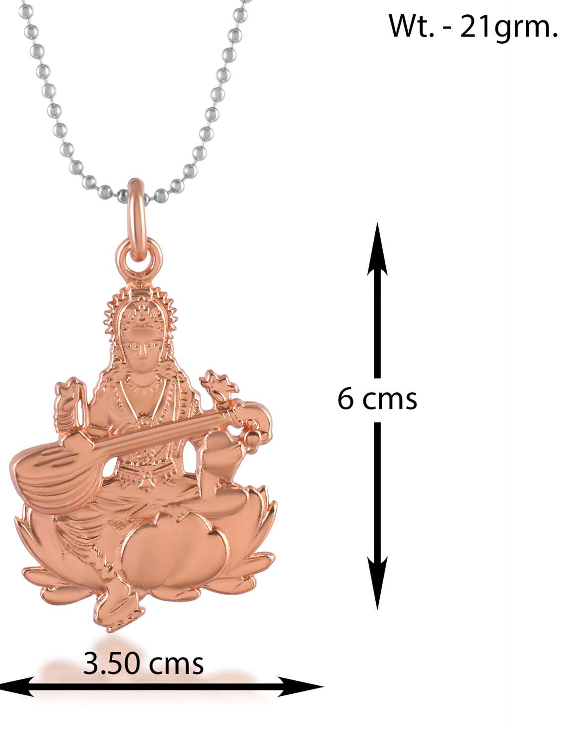 goddess saraswati rose gold plated pendant  - 21936782 -  Standard Image - 3