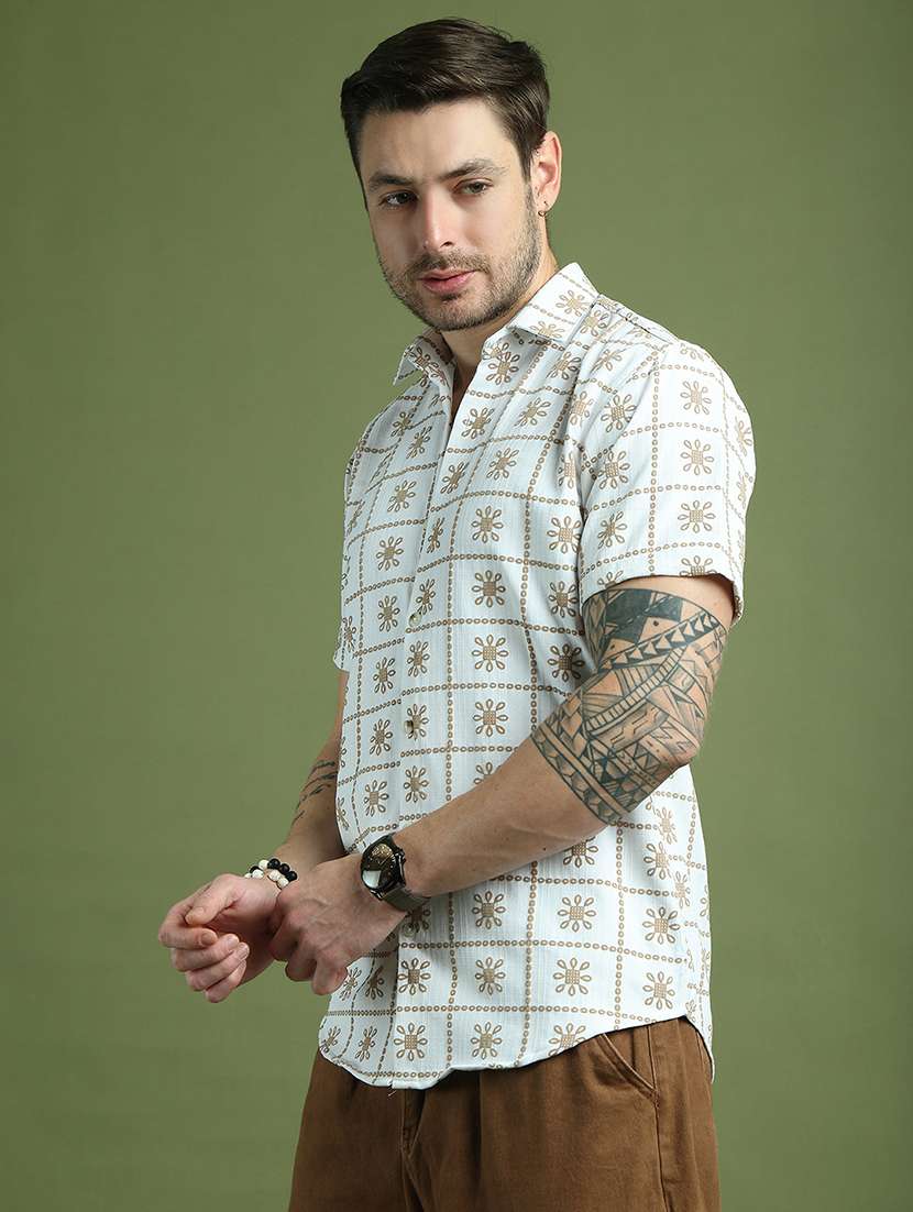 men floral short sleeve regular fit casual shirt - 21936790 -  Standard Image - 3