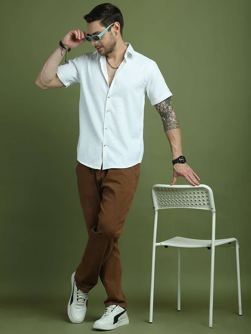 men self design short sleeve slim fit casual shirt - 21936791 -  Standard Image - 5