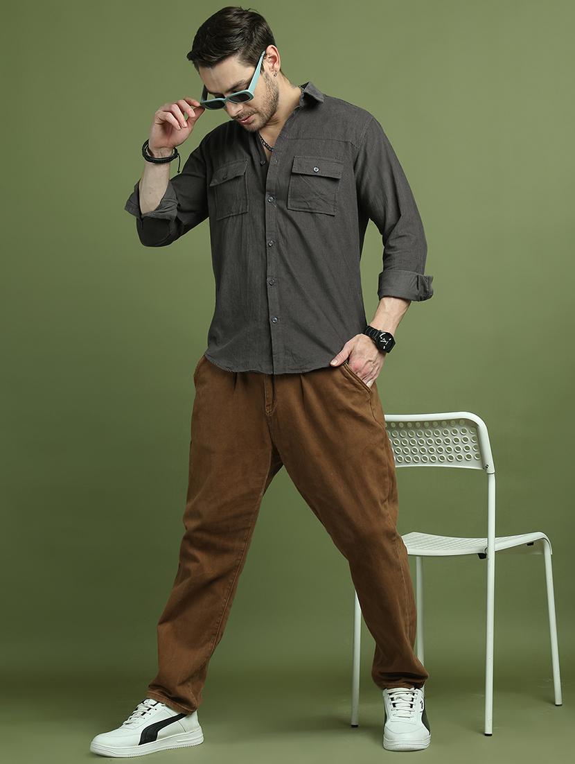 men solid long sleeve regular fit casual shirt - 21936792 - Standard Image - 5