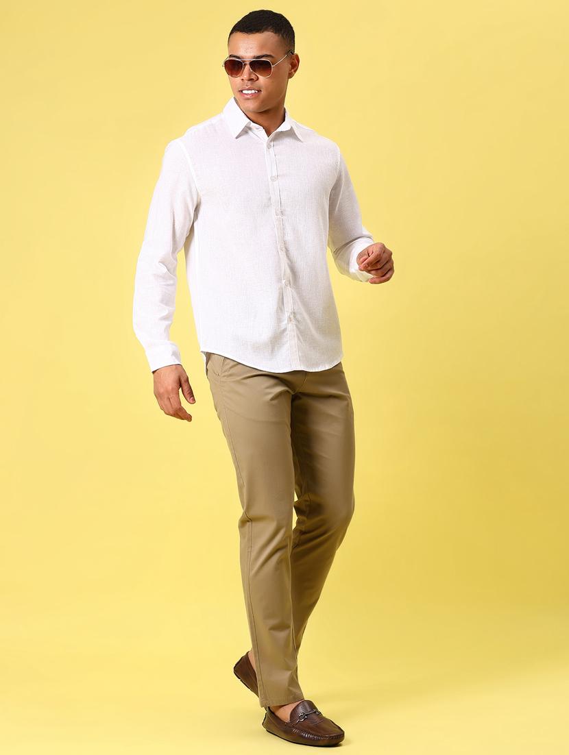 men solid md rise flat front casual chinos - 21936793 - Standard Image - 5