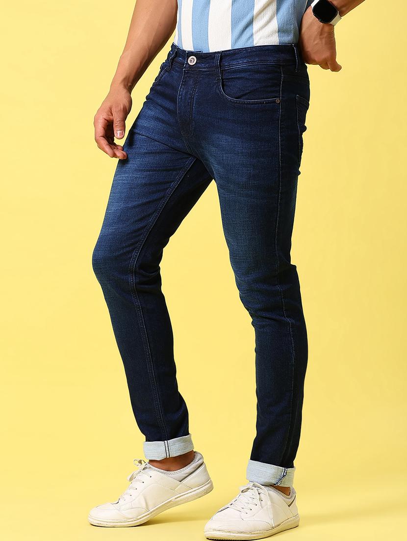 men navy blue mid rise full length jeans - 21936799 - Standard Image - 3