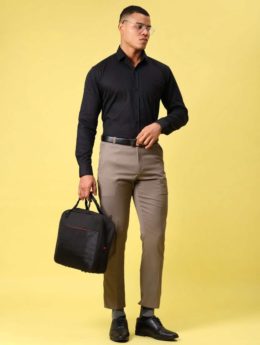 men black solid long sleeve formal shirt - 21936800 -  Standard Image - 5